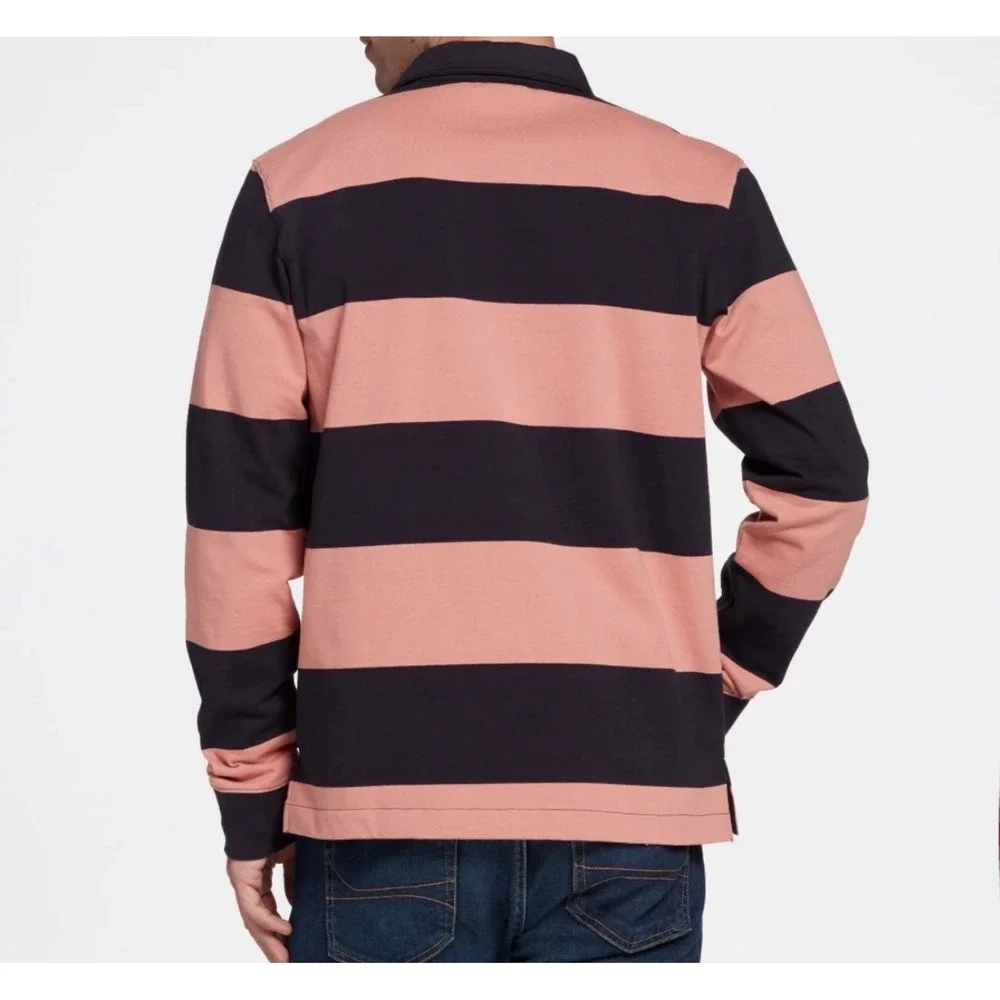 The North Face Berkeley Rugby Shirt Pink Navy Stripes Men Size M Heritage Sporty